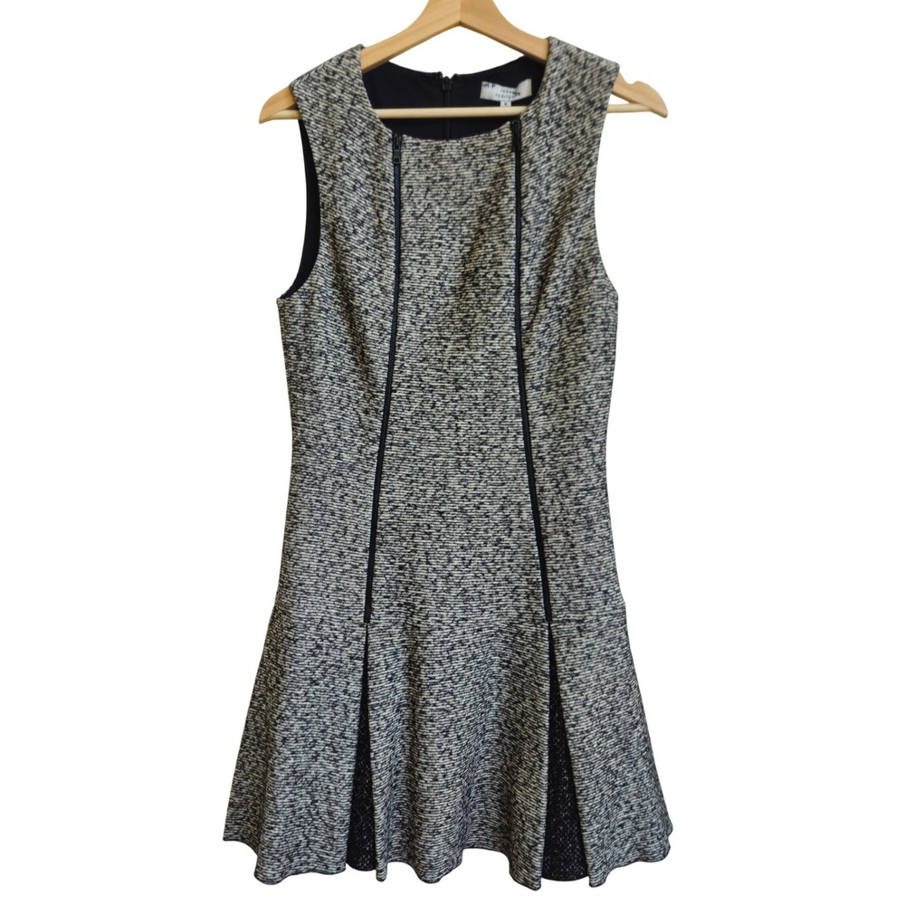 ROBERT RODRIGUEZ Italian Wool Fit Flare Dress Size 8 Grey‎ Dark Academia Career